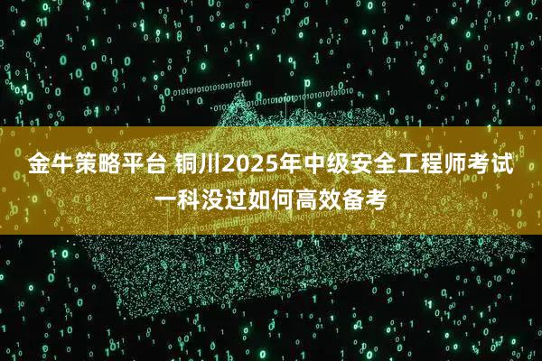 金牛策略平台 铜川2025年中级安全工程师考试一科没过如何高效备考